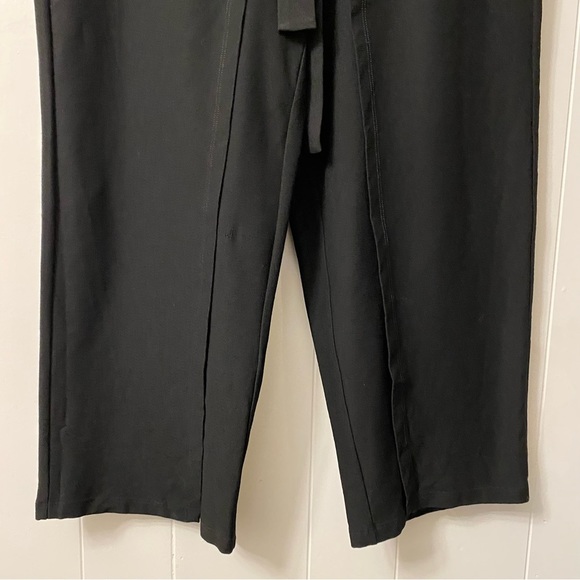 EILEEN Fisher Tie-Front Overlay Crop Pants Black Viscose Skirted Pull On - Picture 8 of 14